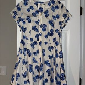 Zara Cream Dress with Blue Floral Print